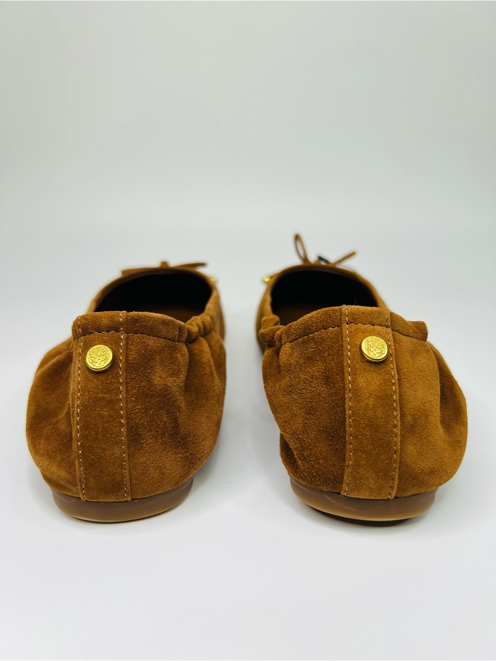Vince Camuto Burnt Sugar Suede Square Toe Bow Detail Ballet Flats Size 9 - Picture 4 of 13